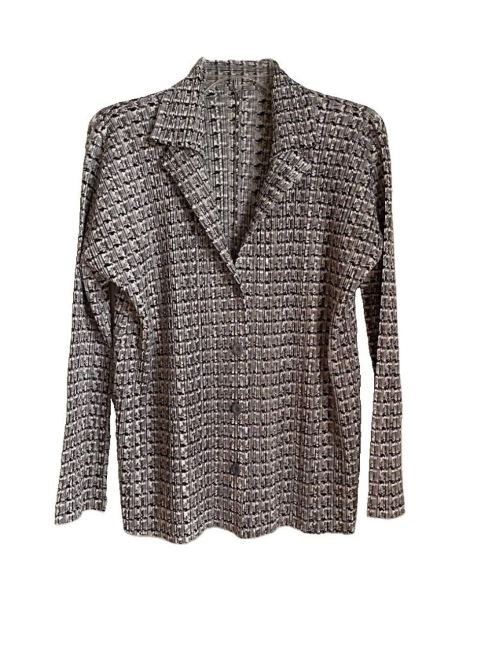 Pleats Please Issey Miyake Gray Long Sleeve Button Jacket Japan Rare